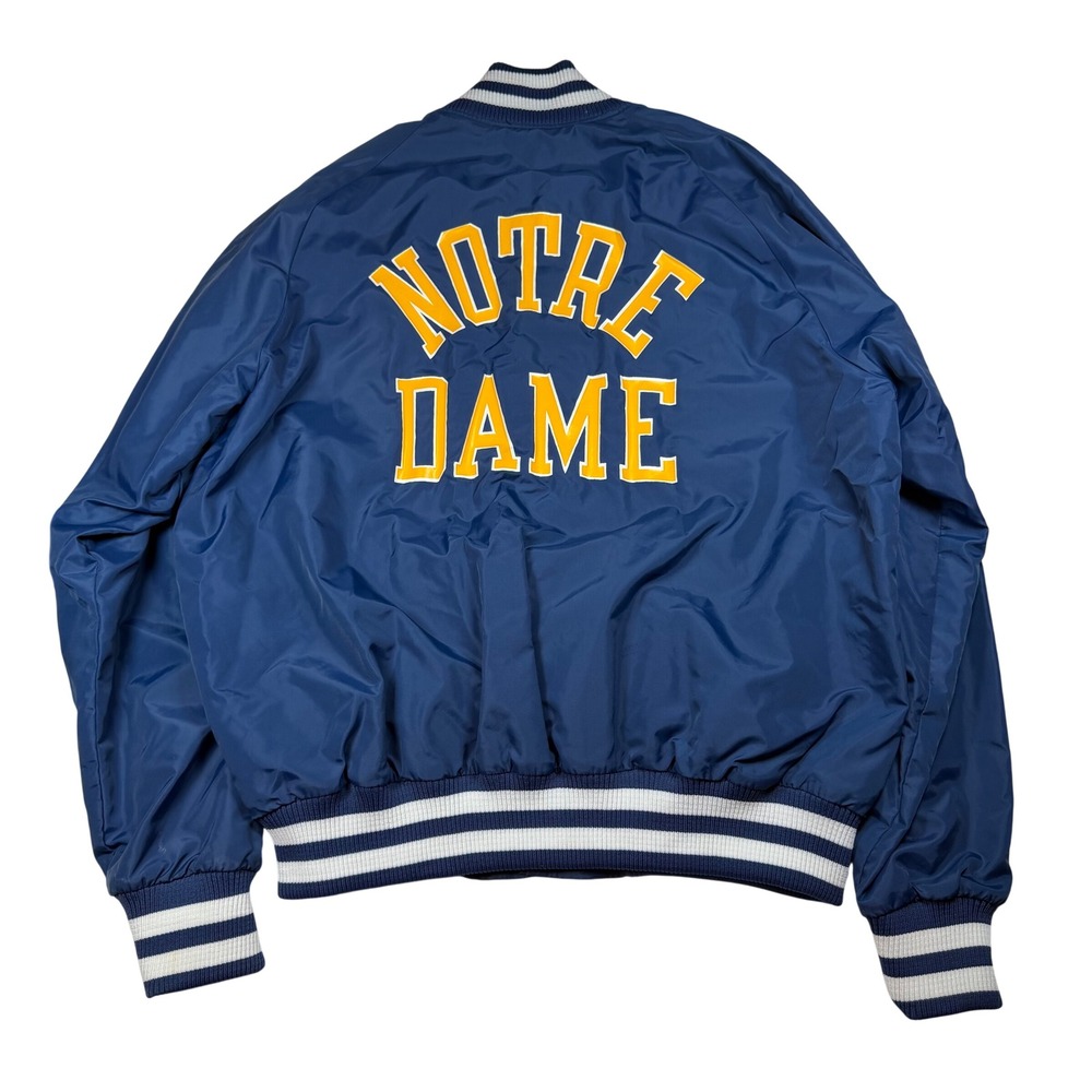 Vintage 80s Champion Notre Dame Jacket Mens XL Navy Blue Varsity Bomber USA Made